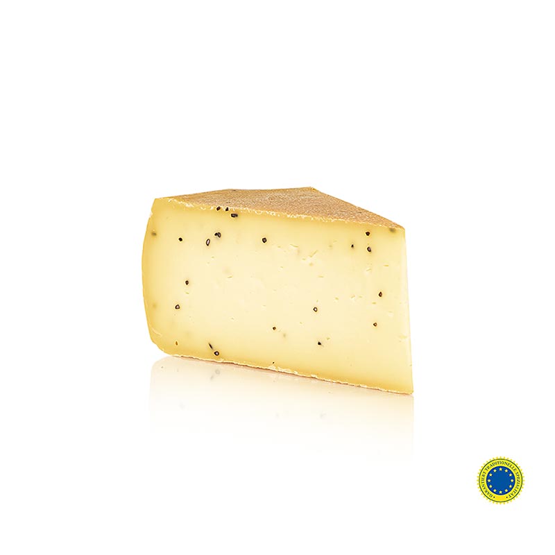 Formaggio nero al cumino, formaggio semiduro a pasta molle, biologico, circa250 g