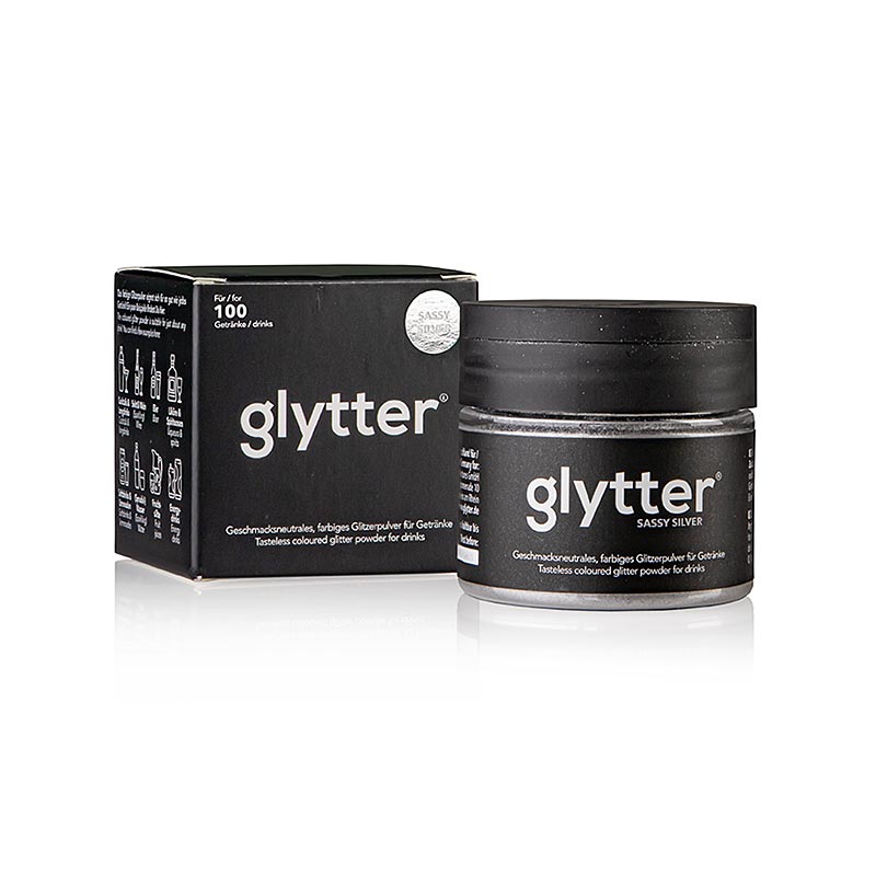 glytter "Sassy Silver", polvere glitterata alimentare (argento), 10 g | Additivi alimentari | thungourmet
